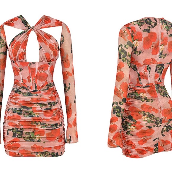 ADANNA ROSE PRINT CORSET MINI DRESS - SIZE MEDIUM - Picture 4 of 12